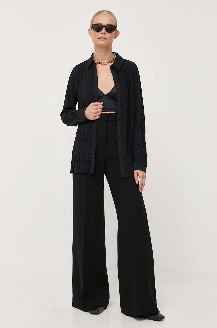 Weekend Max Mara pantaloni femei culoarea negru lat high waist - Pled.ro