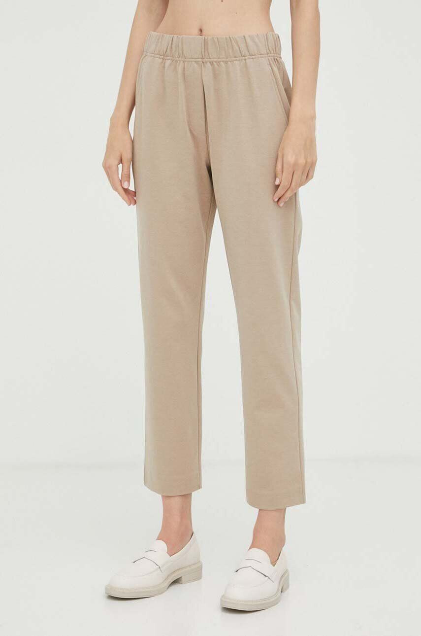 Weekend Max Mara pantaloni femei culoarea bej lat high waist - Pled.ro