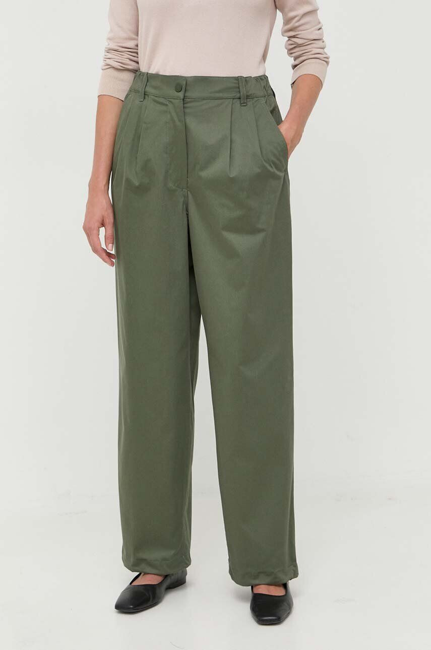 Weekend Max Mara pantaloni femei culoarea verde lat high waist - Pled.ro