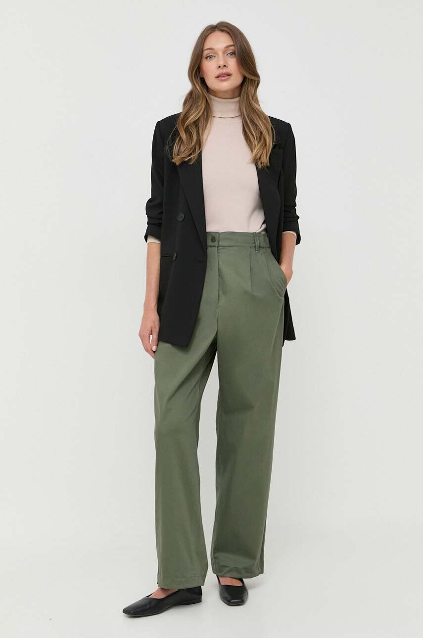 Weekend Max Mara pantaloni femei culoarea verde lat high waist - Pled.ro