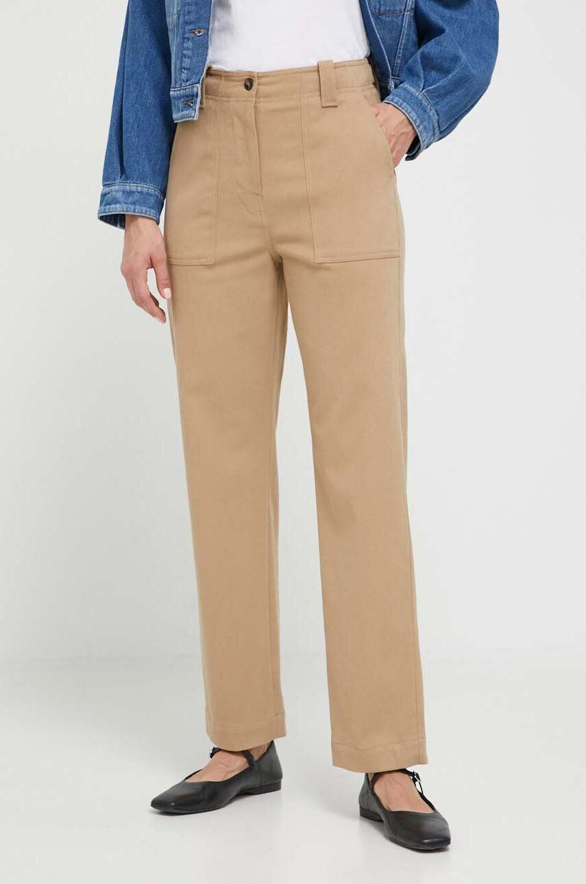 Weekend Max Mara pantaloni femei culoarea maro drept high waist - Pled.ro