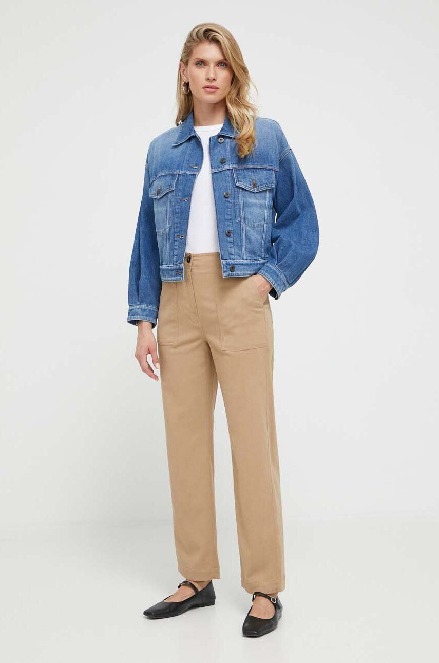 Weekend Max Mara pantaloni femei culoarea maro drept high waist - Pled.ro