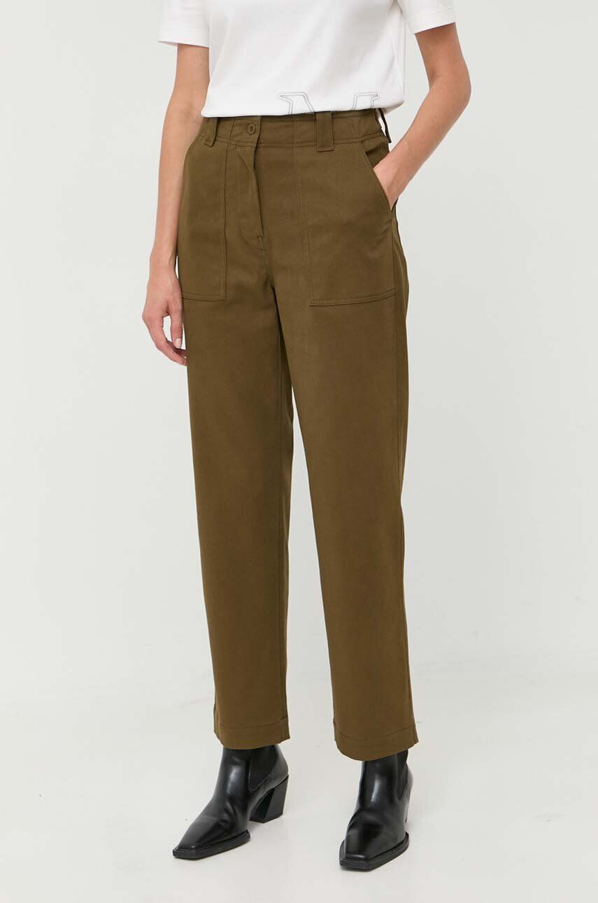 Weekend Max Mara pantaloni femei culoarea verde drept high waist - Pled.ro