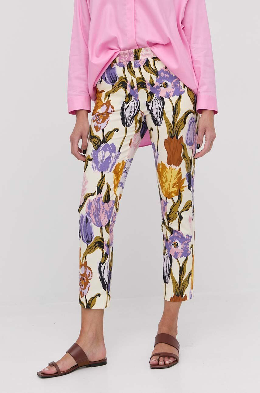 Weekend Max Mara pantaloni femei culoarea violet fason tigareta high waist - Pled.ro