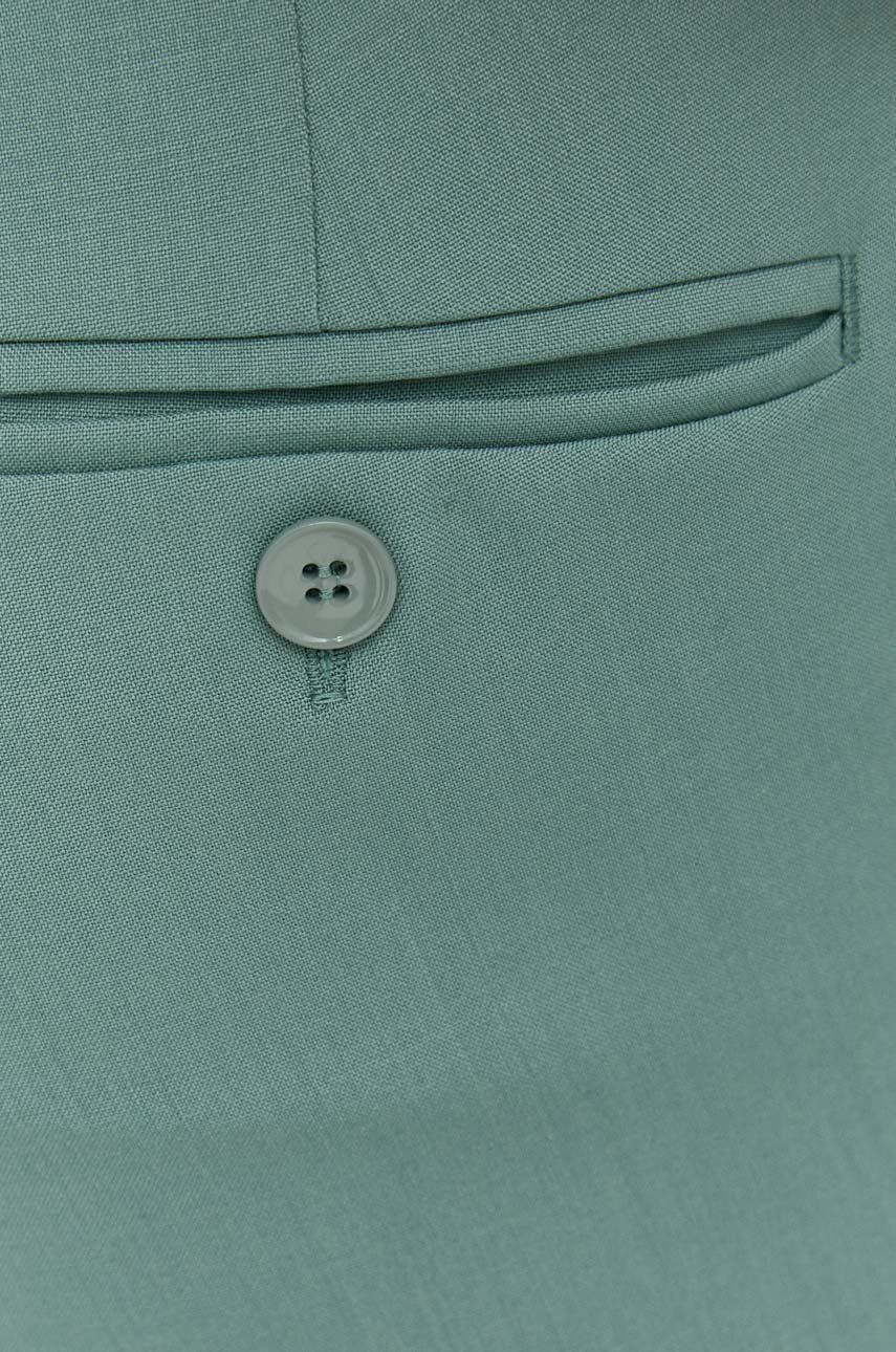 Weekend Max Mara pantaloni de lana femei culoarea verde fason tigareta medium waist - Pled.ro