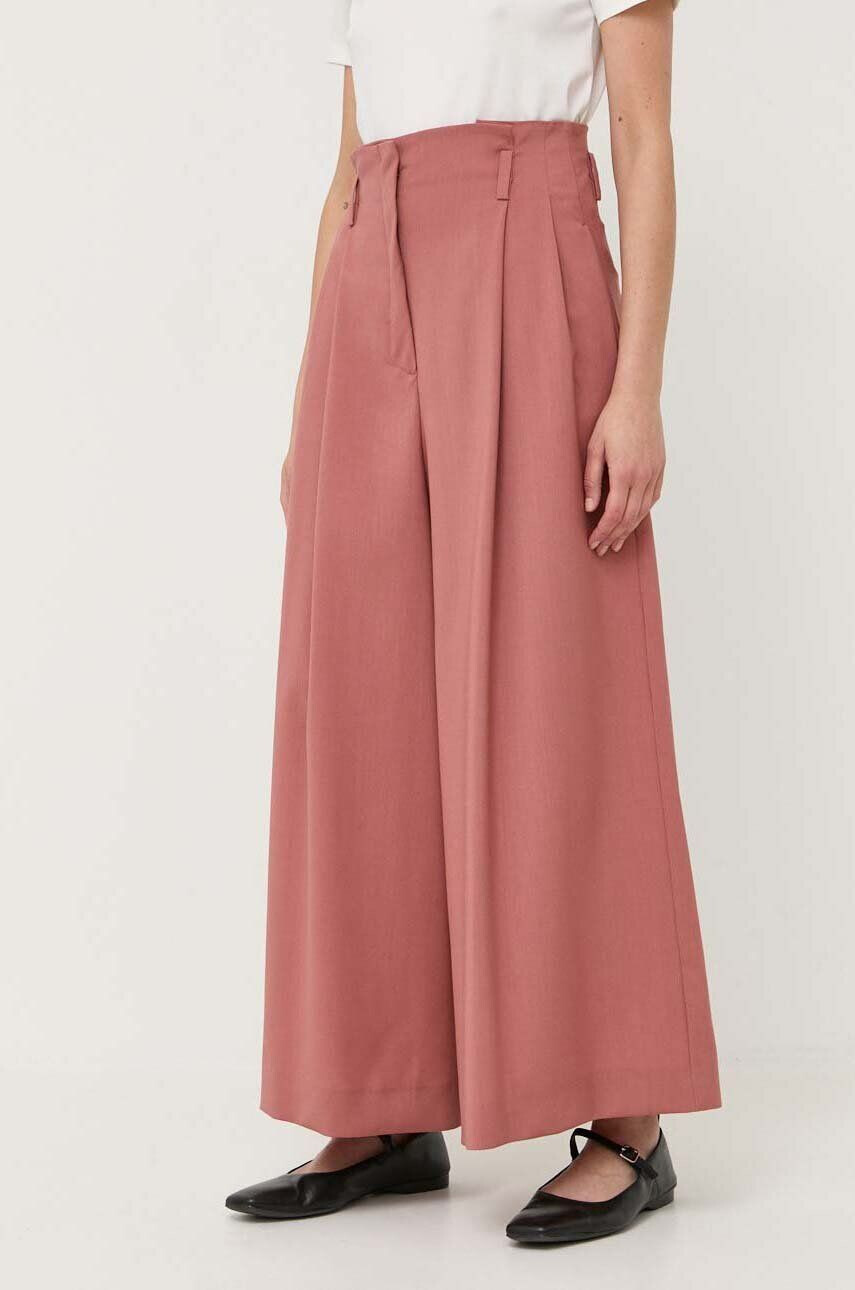 Weekend Max Mara pantaloni de lana culoarea roz drept high waist - Pled.ro