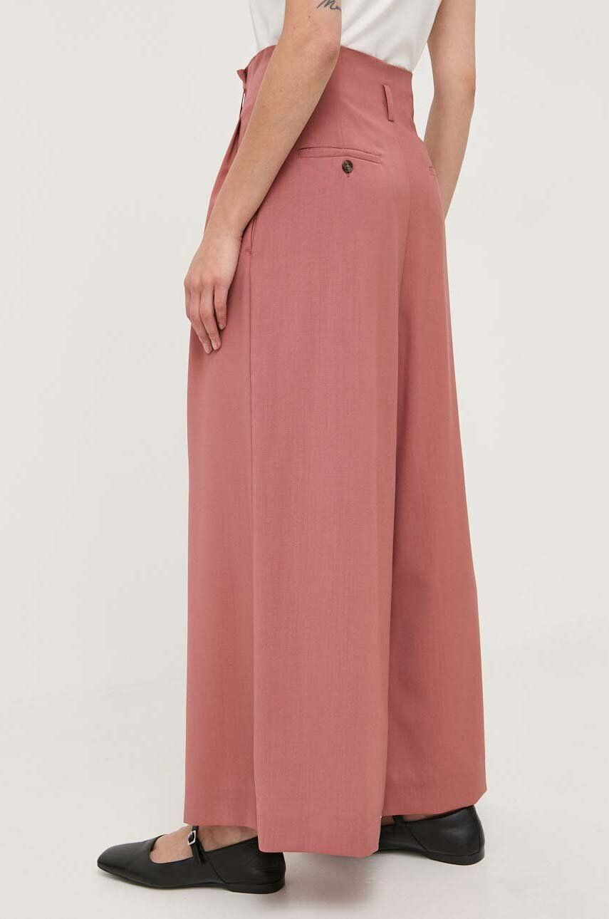 Weekend Max Mara pantaloni de lana culoarea roz drept high waist - Pled.ro