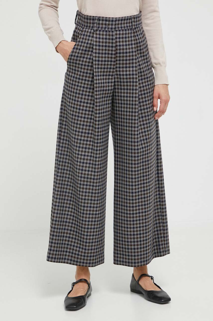 Weekend Max Mara pantaloni de lana culoarea gri lat high waist - Pled.ro