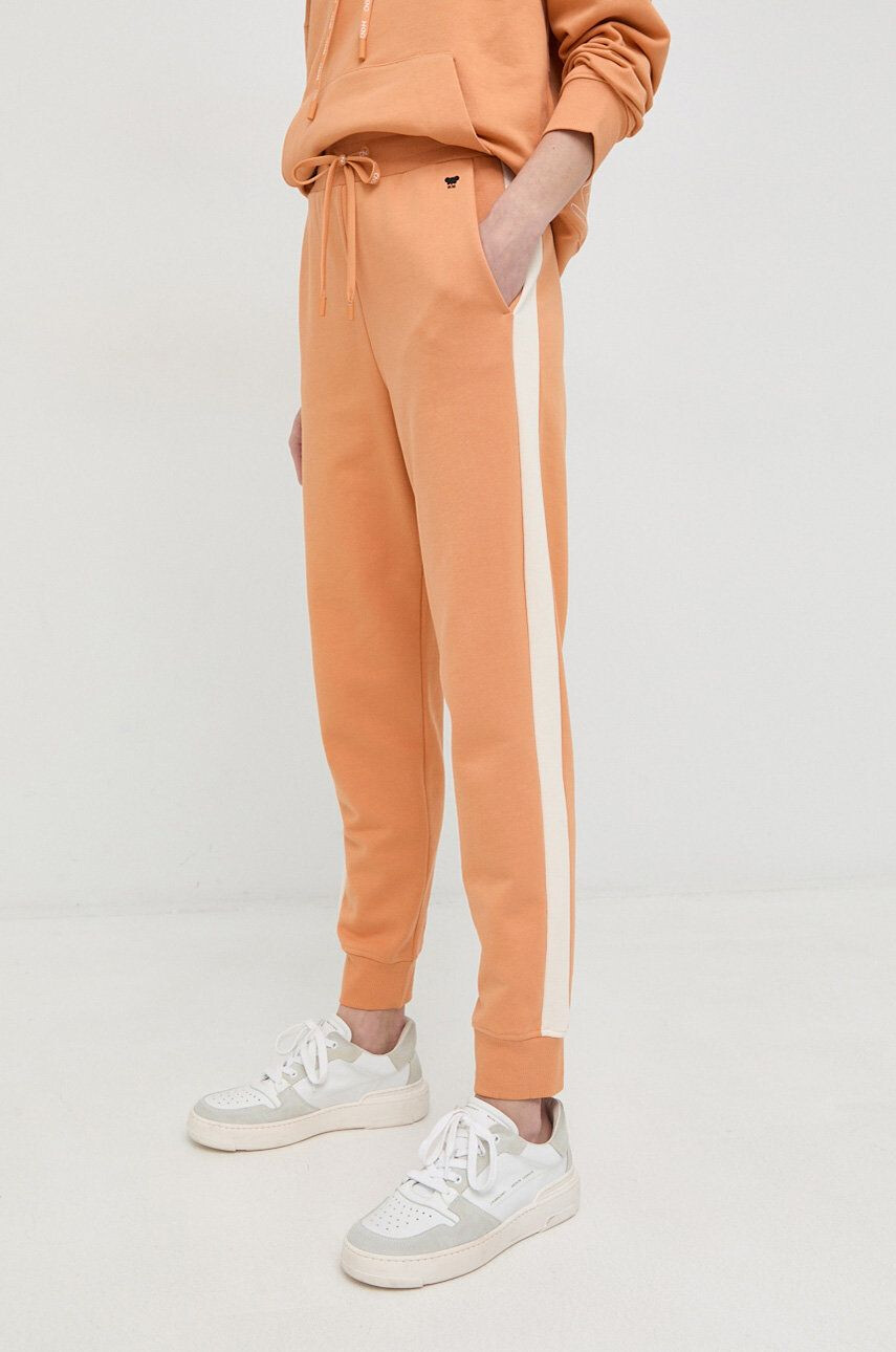 Weekend Max Mara pantaloni de trening din bumbac femei culoarea portocaliu modelator - Pled.ro