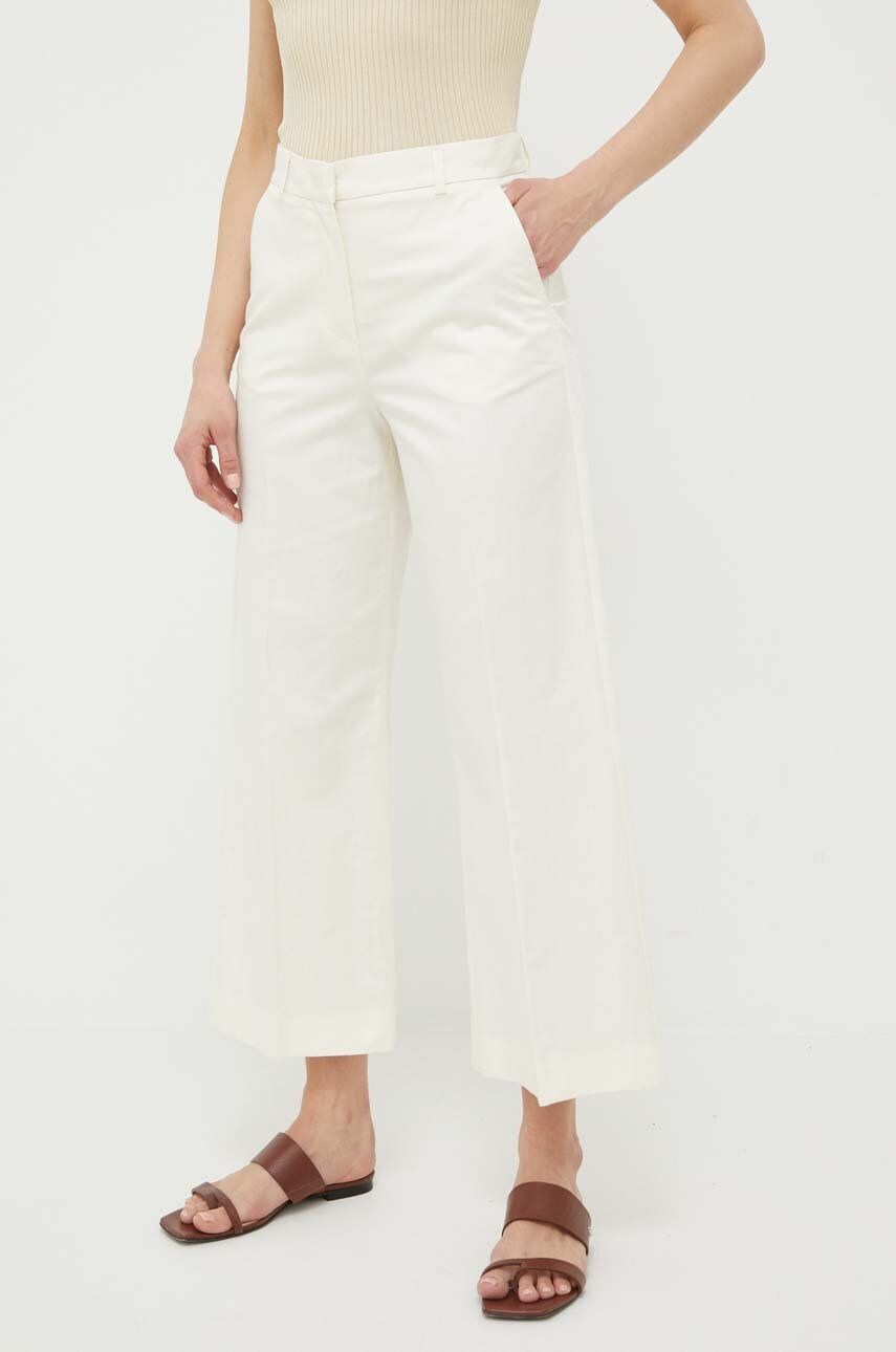 Weekend Max Mara pantaloni din amestec de in culoarea bej lat high waist - Pled.ro