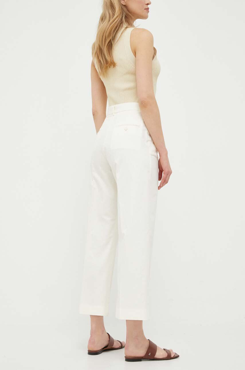 Weekend Max Mara pantaloni din amestec de in culoarea bej lat high waist - Pled.ro