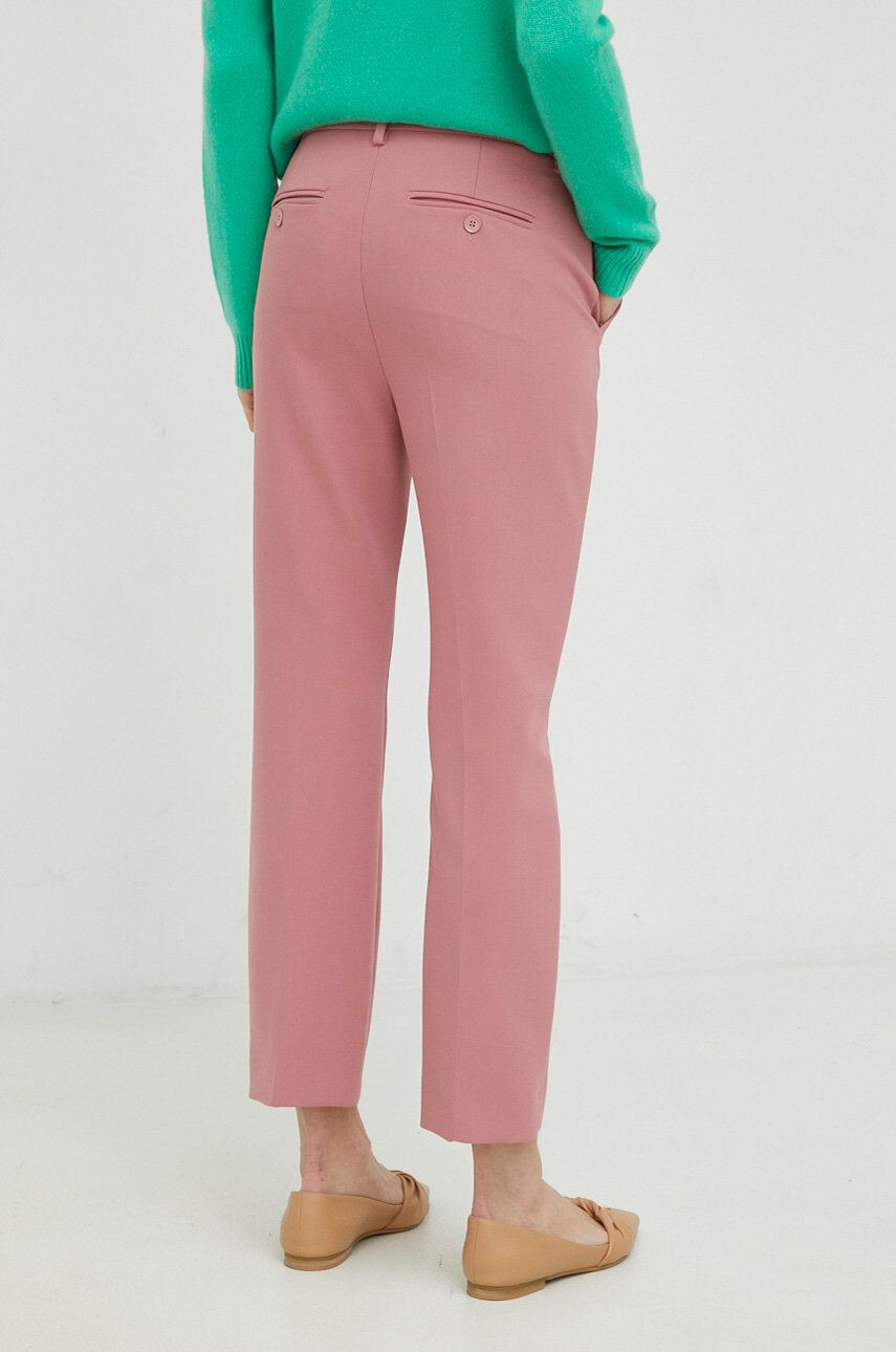 Weekend Max Mara pantaloni Rana femei culoarea roz mulata high waist - Pled.ro