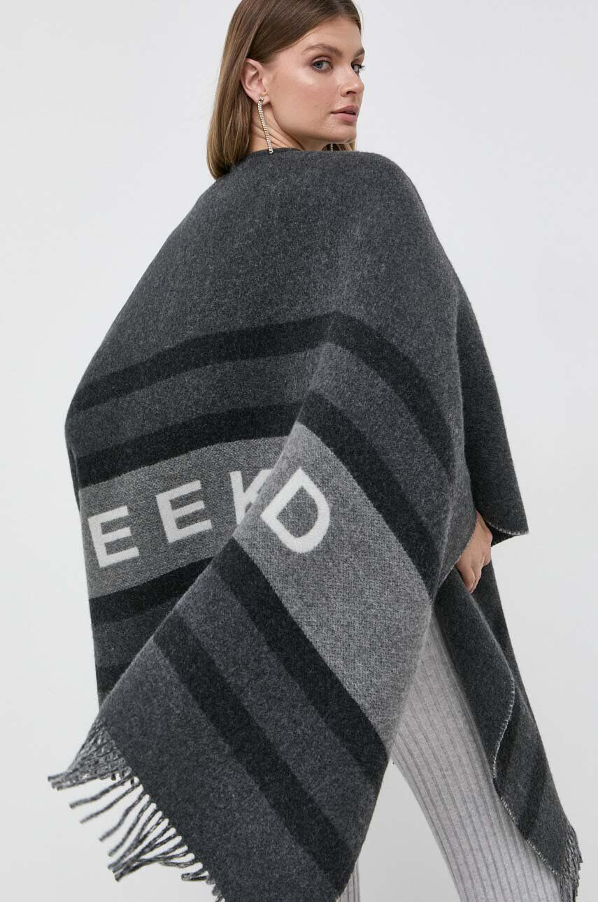 Weekend Max Mara poncho de lana culoarea maro light - Pled.ro