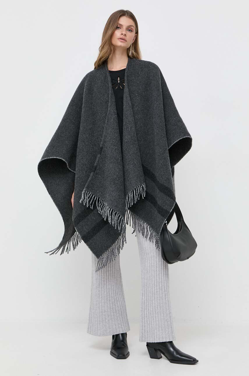 Weekend Max Mara poncho de lana culoarea maro light - Pled.ro