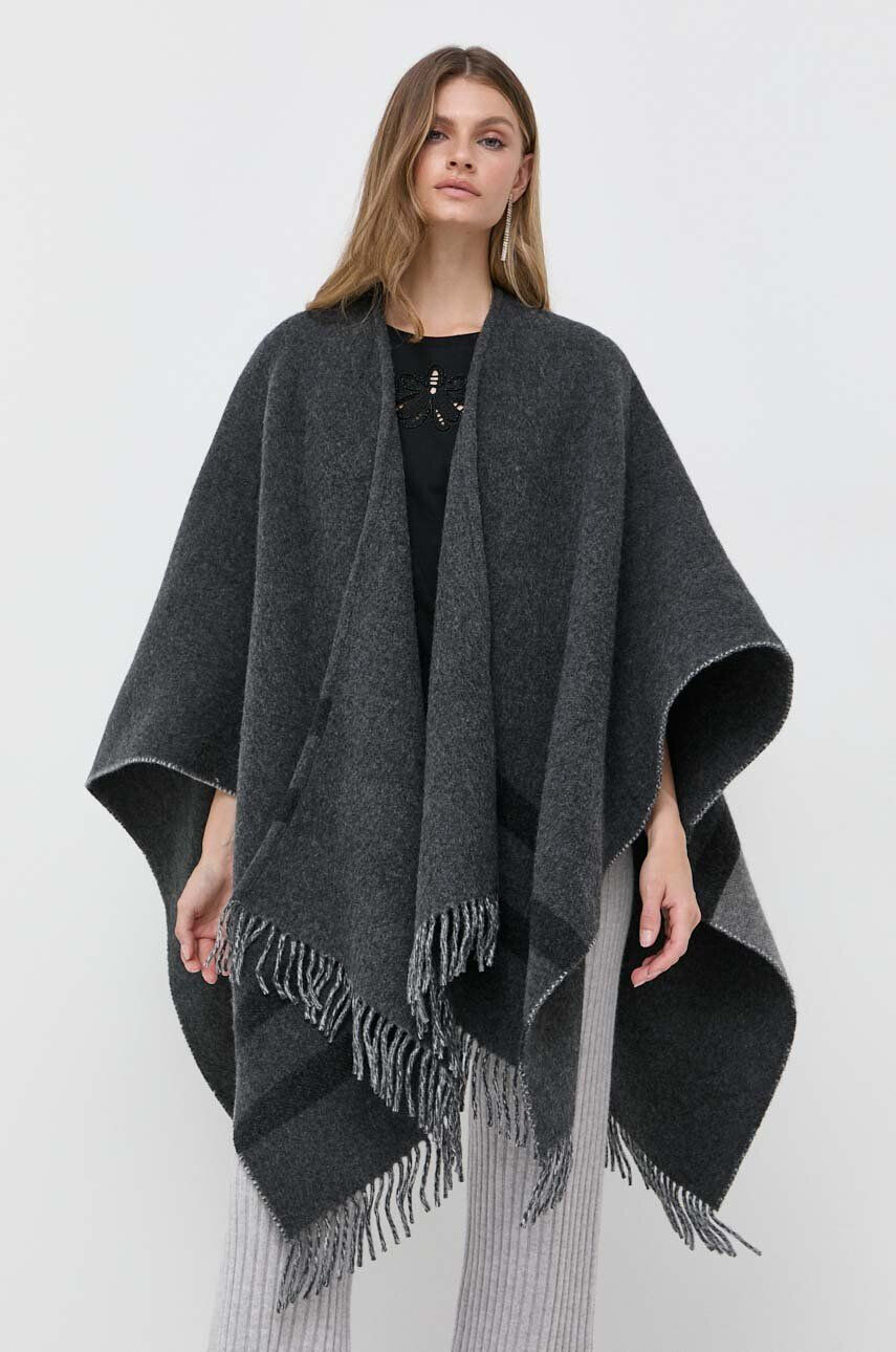 Weekend Max Mara poncho de lana culoarea maro light - Pled.ro