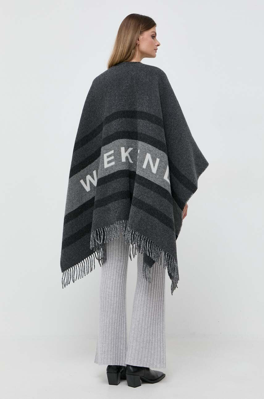 Weekend Max Mara poncho de lana culoarea gri călduros - Pled.ro