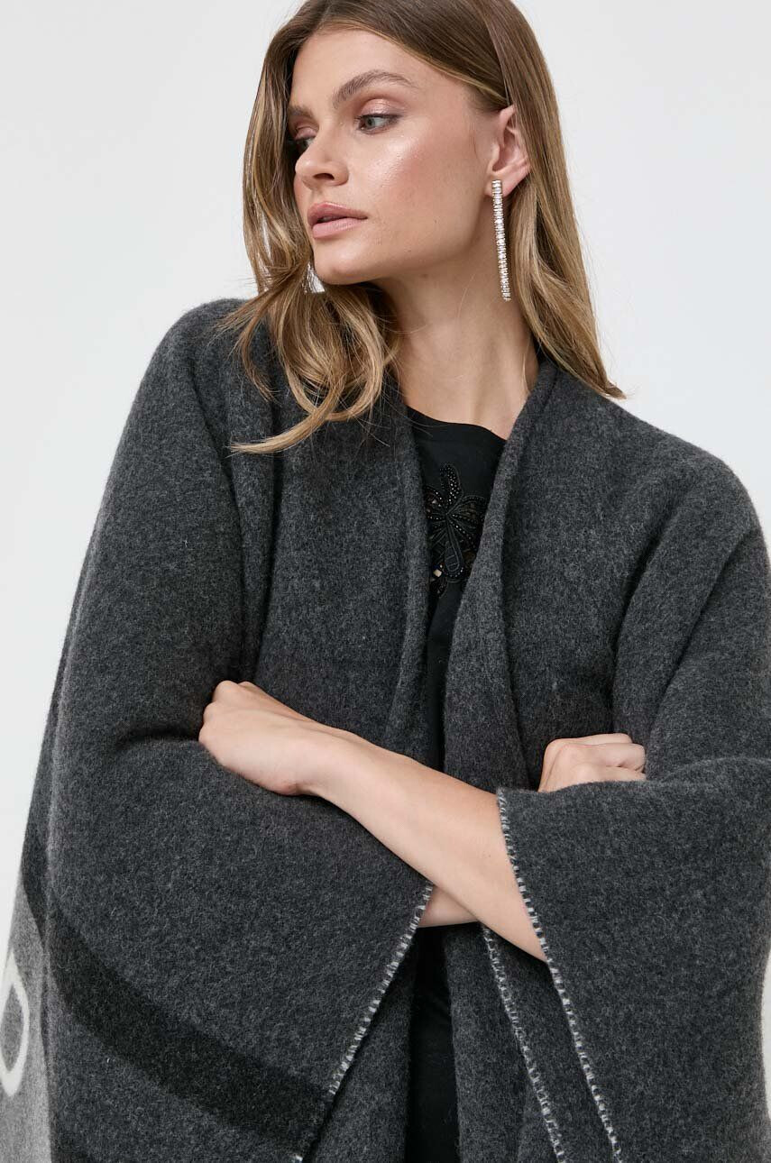 Weekend Max Mara poncho de lana culoarea gri călduros - Pled.ro