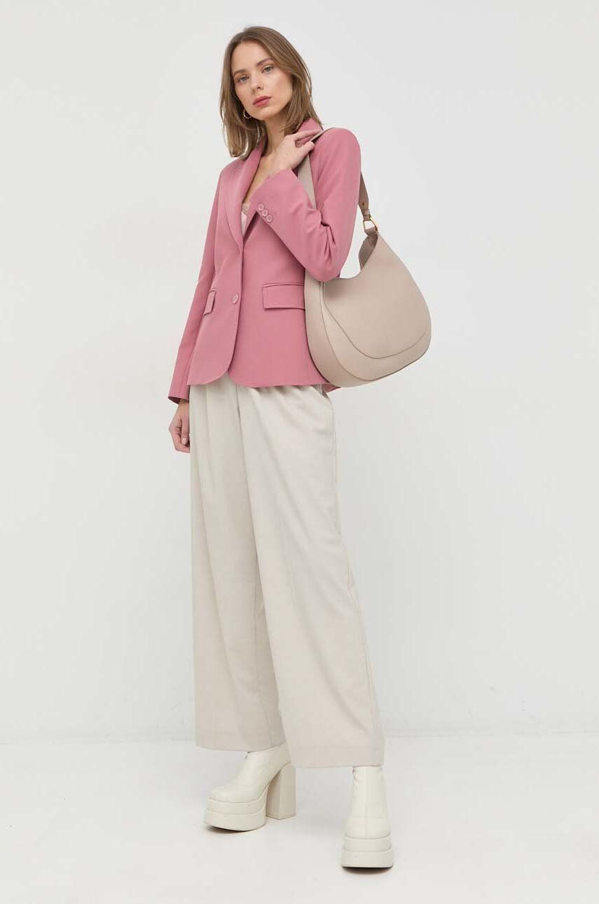 Weekend Max Mara sacou culoarea roz un singur rand de nasturi neted - Pled.ro