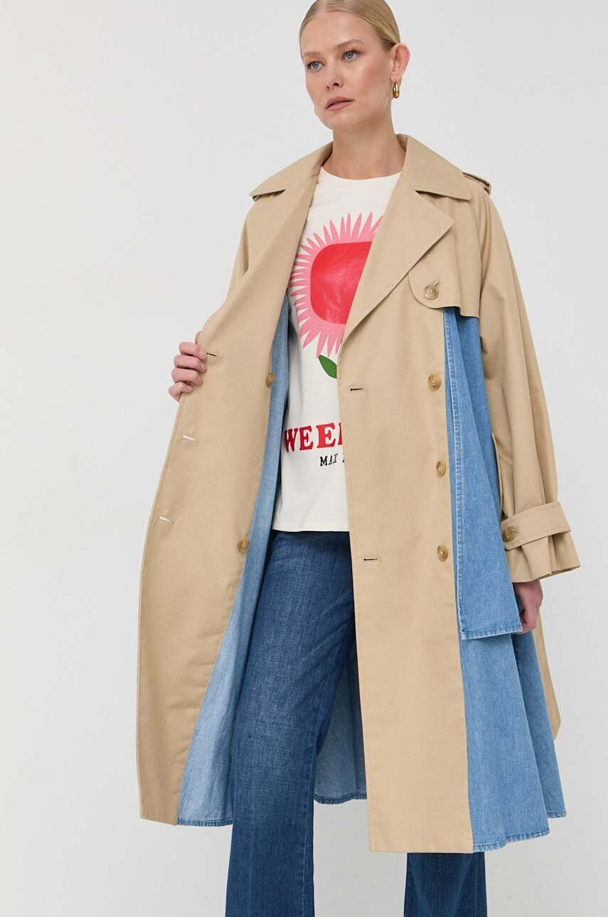 Weekend Max Mara trenci femei culoarea bej de tranzitie oversize - Pled.ro