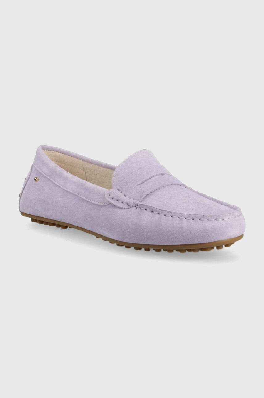 Wojas mocasini din piele intoarsa femei culoarea violet cu toc plat 4620966 - Pled.ro