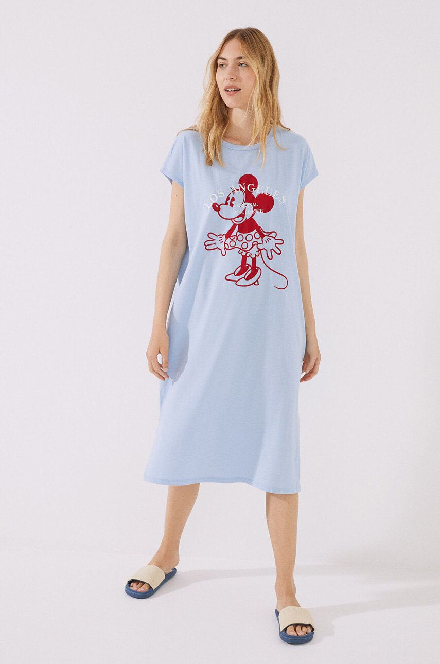 women'secret camasa de pijama Mickey femei culoarea gri - Pled.ro