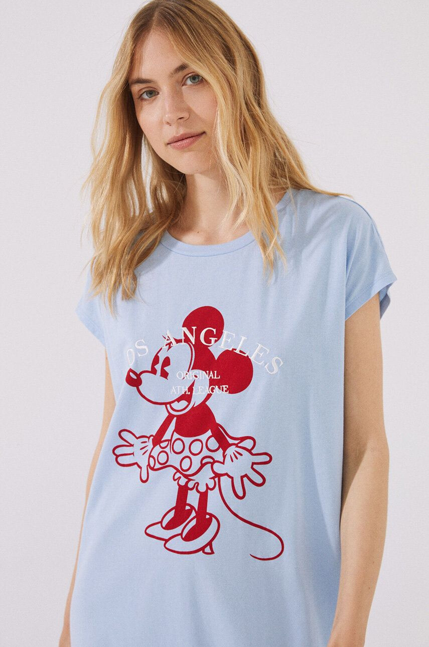 women'secret camasa de pijama Mickey femei culoarea gri - Pled.ro