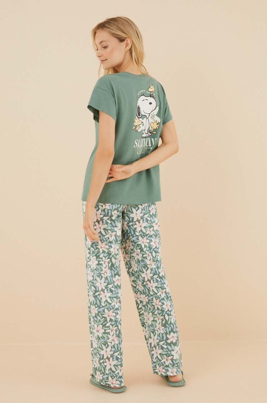 women'secret pijamale de bumbac Snoopy culoarea verde bumbac 3136920 - Pled.ro