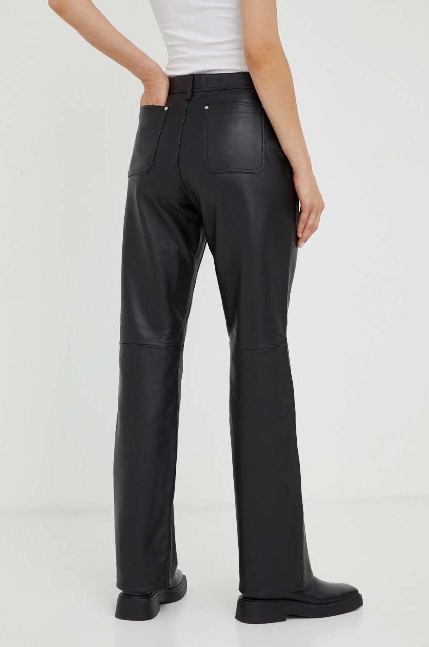 Won Hundred pantaloni de piele femei culoarea negru drept high waist - Pled.ro