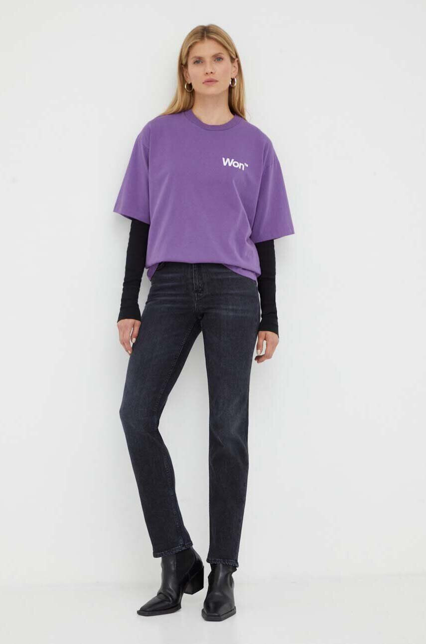 Won Hundred tricou culoarea violet cu imprimeu - Pled.ro