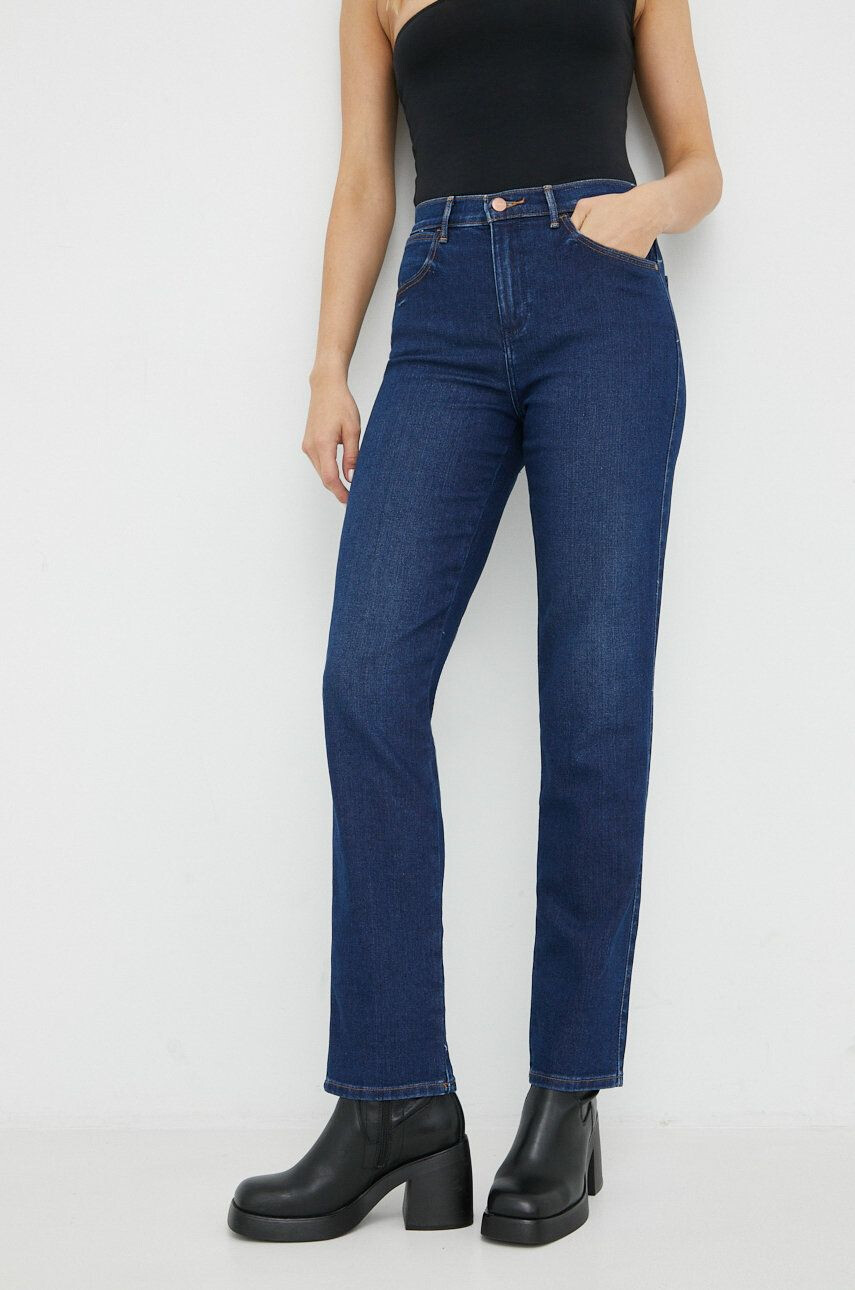 Wrangler jeansi Straight Dream Blue femei high waist - Pled.ro