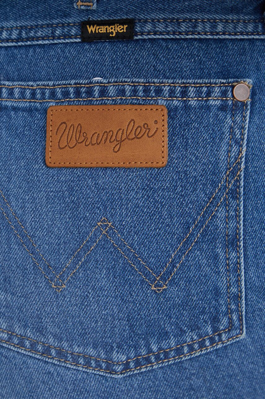 Wrangler pantaloni scurti jeans femei culoarea albastru marin neted high waist - Pled.ro