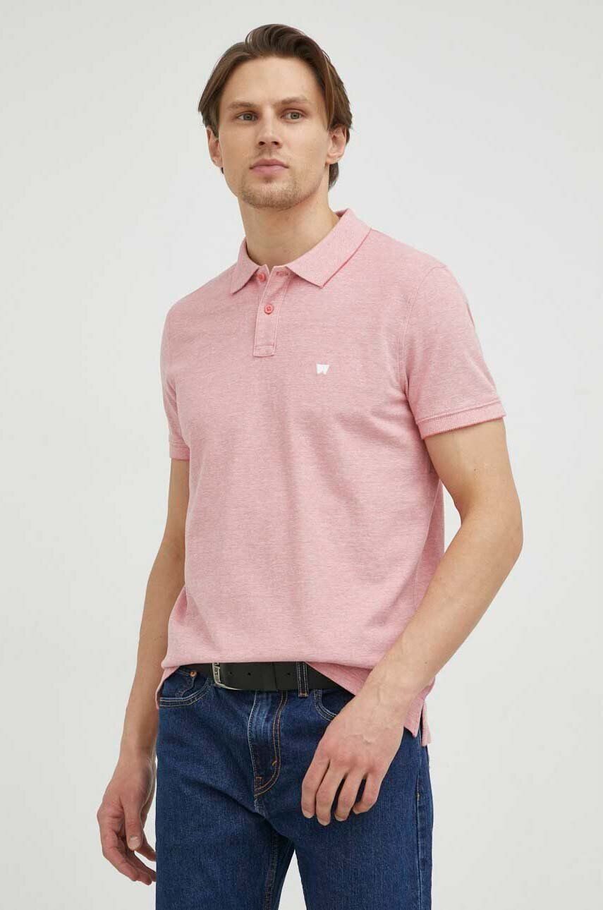 Wrangler polo de bumbac culoarea roz melanj - Pled.ro