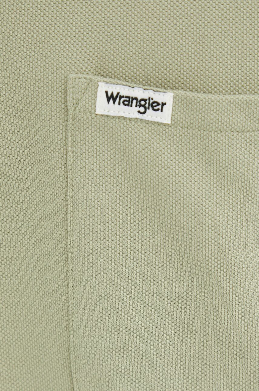 Wrangler polo de bumbac culoarea verde neted - Pled.ro