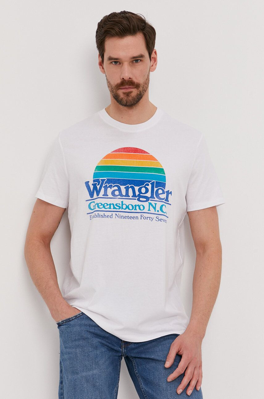 Wrangler Tricou culoarea alb - Pled.ro