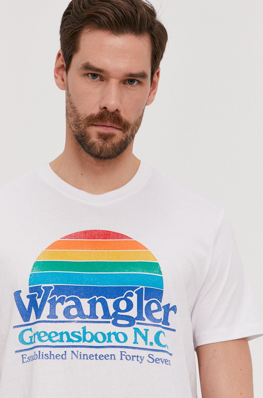 Wrangler Tricou culoarea alb - Pled.ro