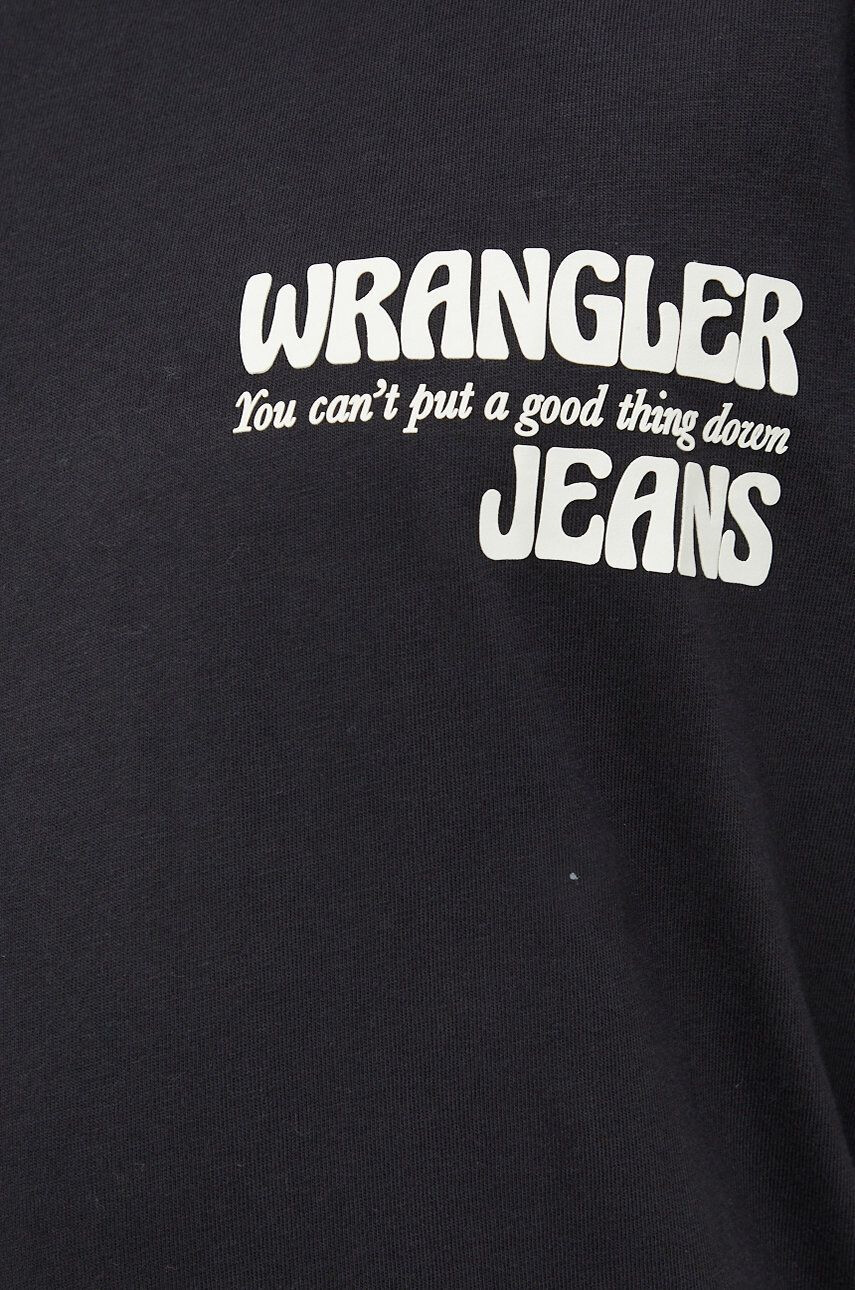 Wrangler tricou din bumbac culoarea negru cu imprimeu - Pled.ro