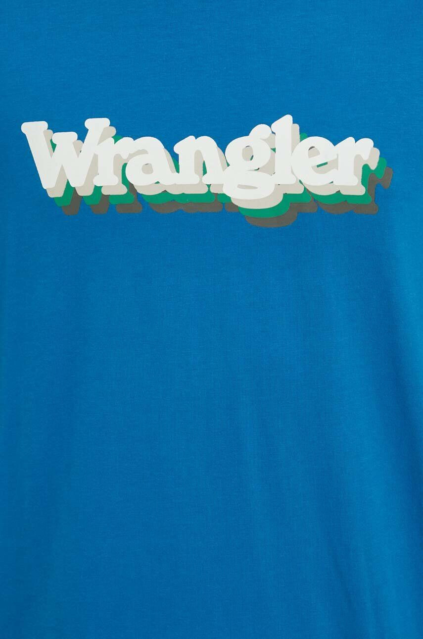 Wrangler tricou din bumbac culoarea alb cu imprimeu - Pled.ro