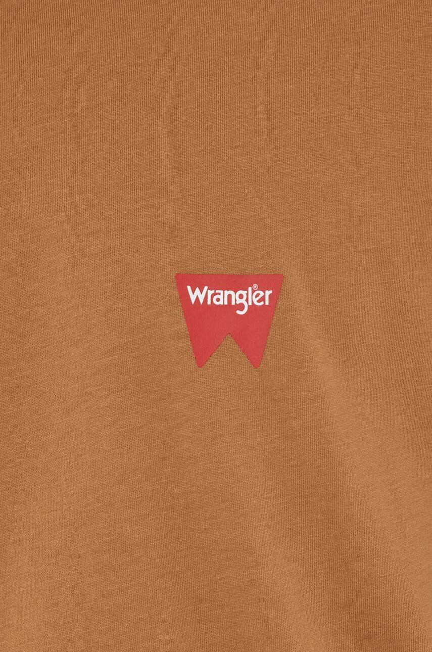 Wrangler tricou din bumbac culoarea maro cu imprimeu - Pled.ro