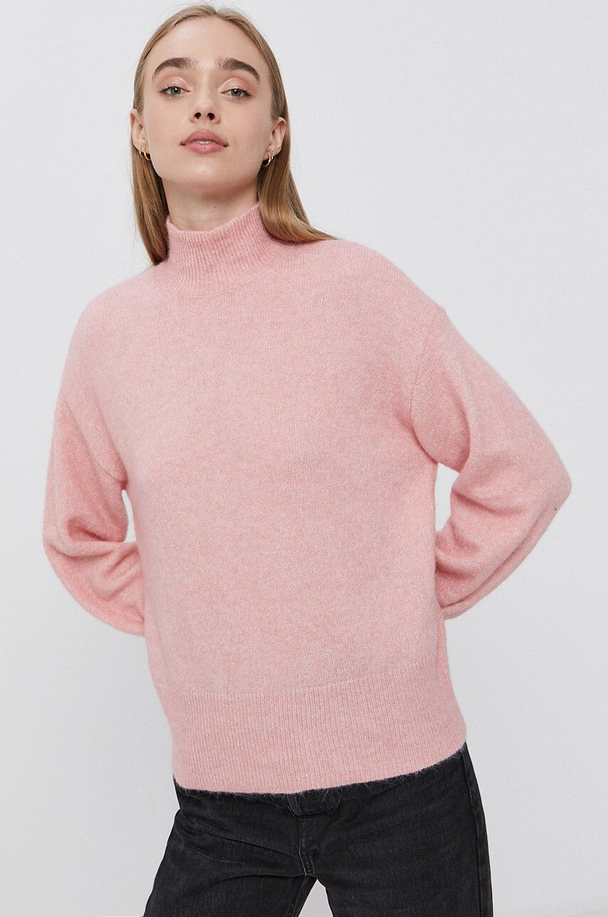 Y.A.S Pulover femei culoarea roz light cu turtleneck - Pled.ro