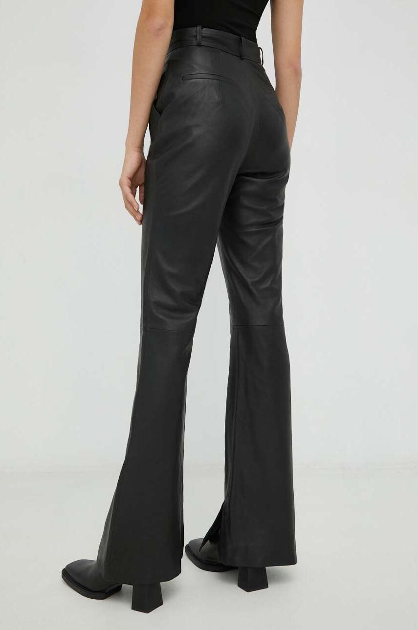 Young Poets Society pantaloni de piele Hazel femei culoarea negru evazati high waist - Pled.ro