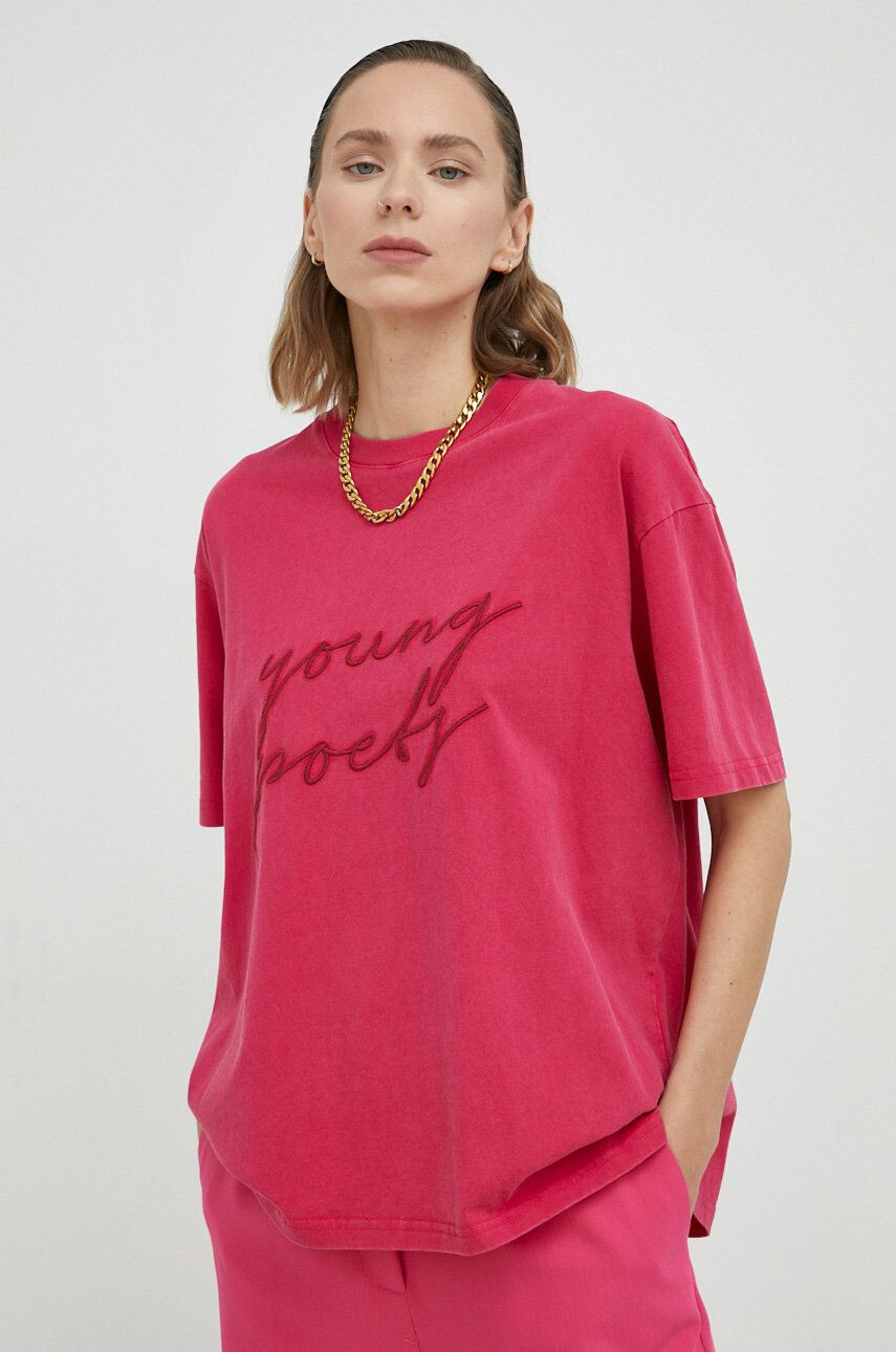 Young Poets Society tricou din bumbac Signature Pria 224 culoarea roz - Pled.ro