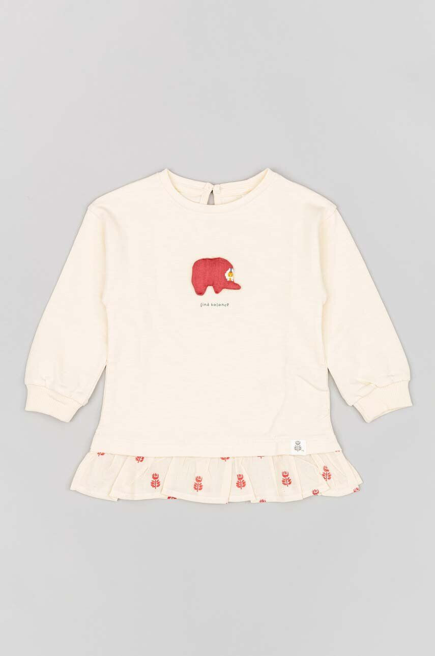 Zippy longsleeve din bumbac pentru copii culoarea bej - Pled.ro