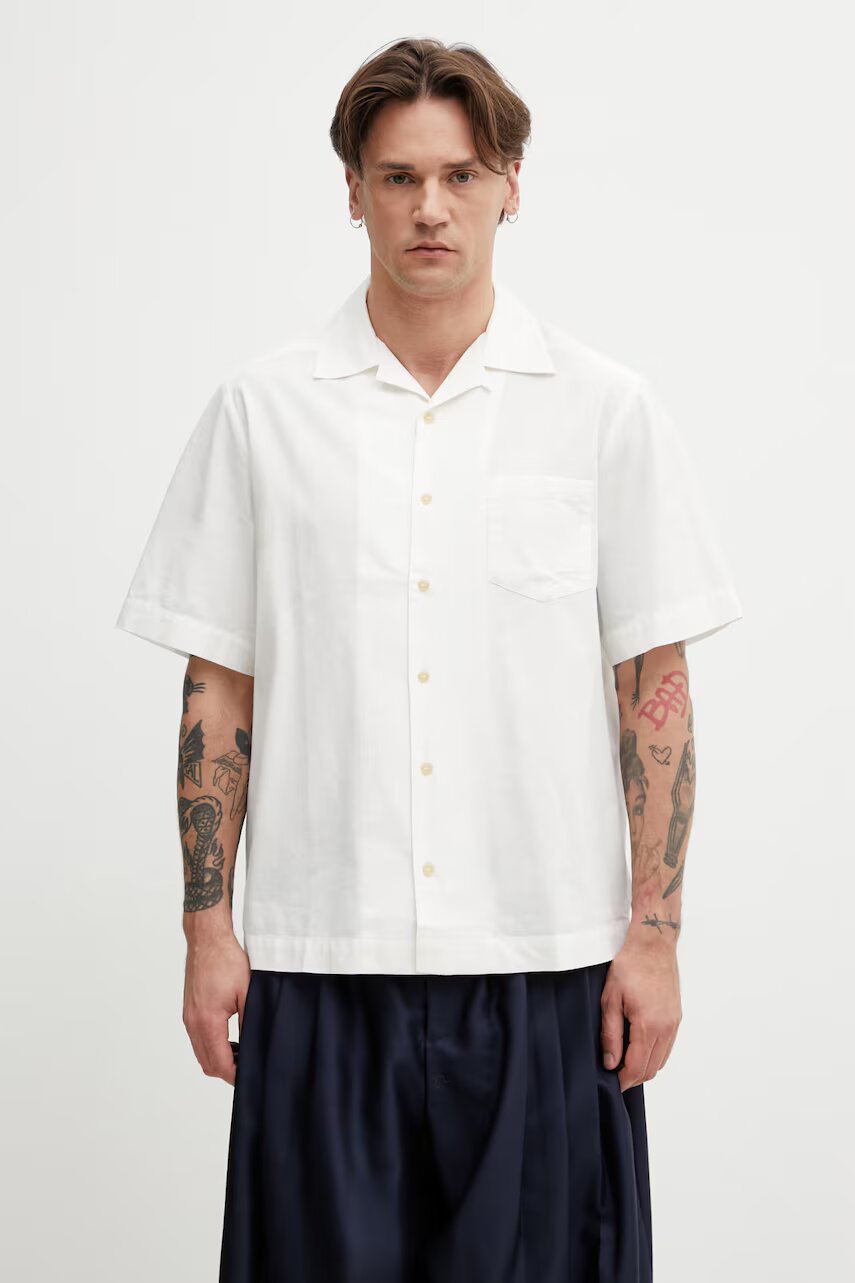 A.P.C. cămașă bărbați cu amestec de in Chemise Manches Courtes