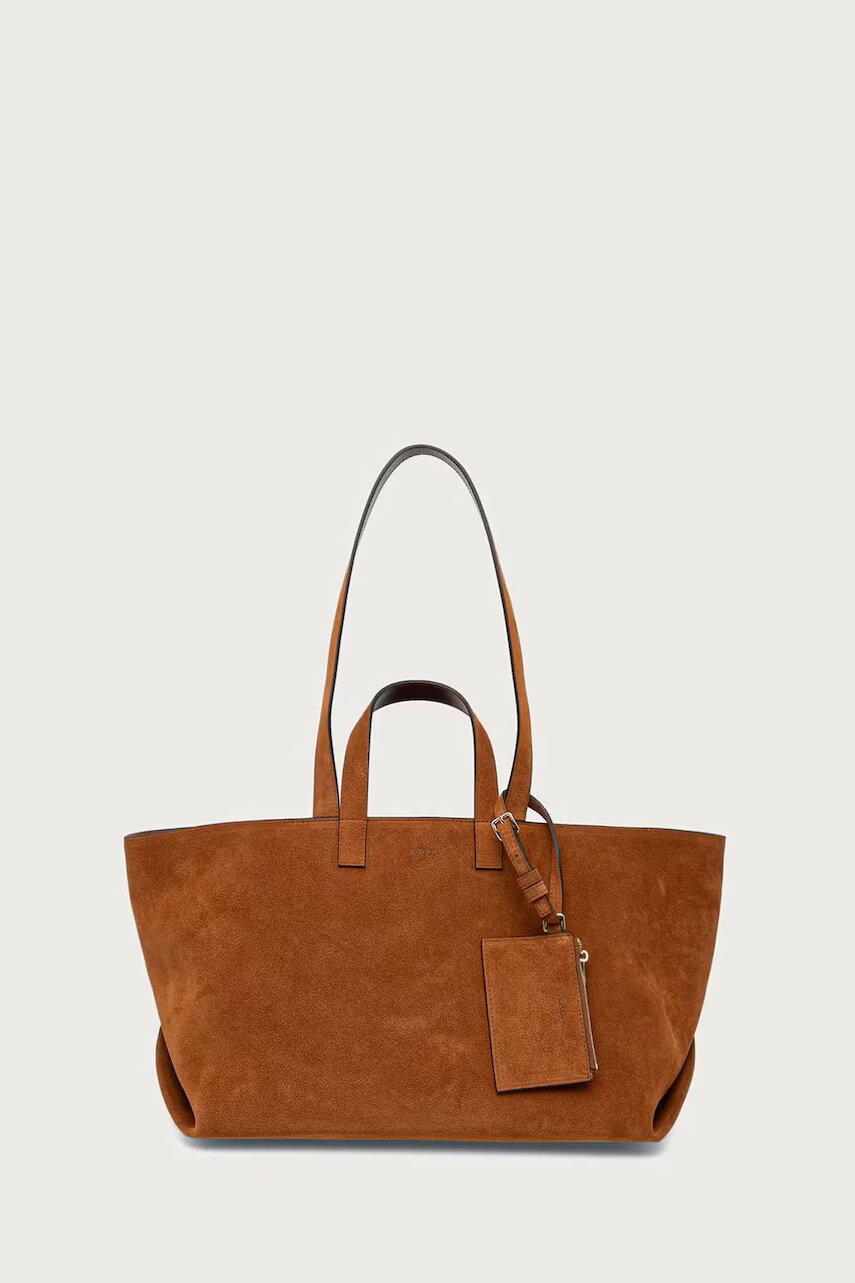 A.P.C. geantă shopper pentru femei din piele întoarsă LE DRUMMER