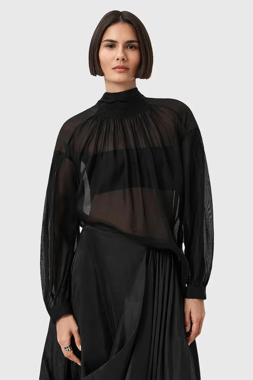 AllSaints bluză din amestec de mătase PEARLA