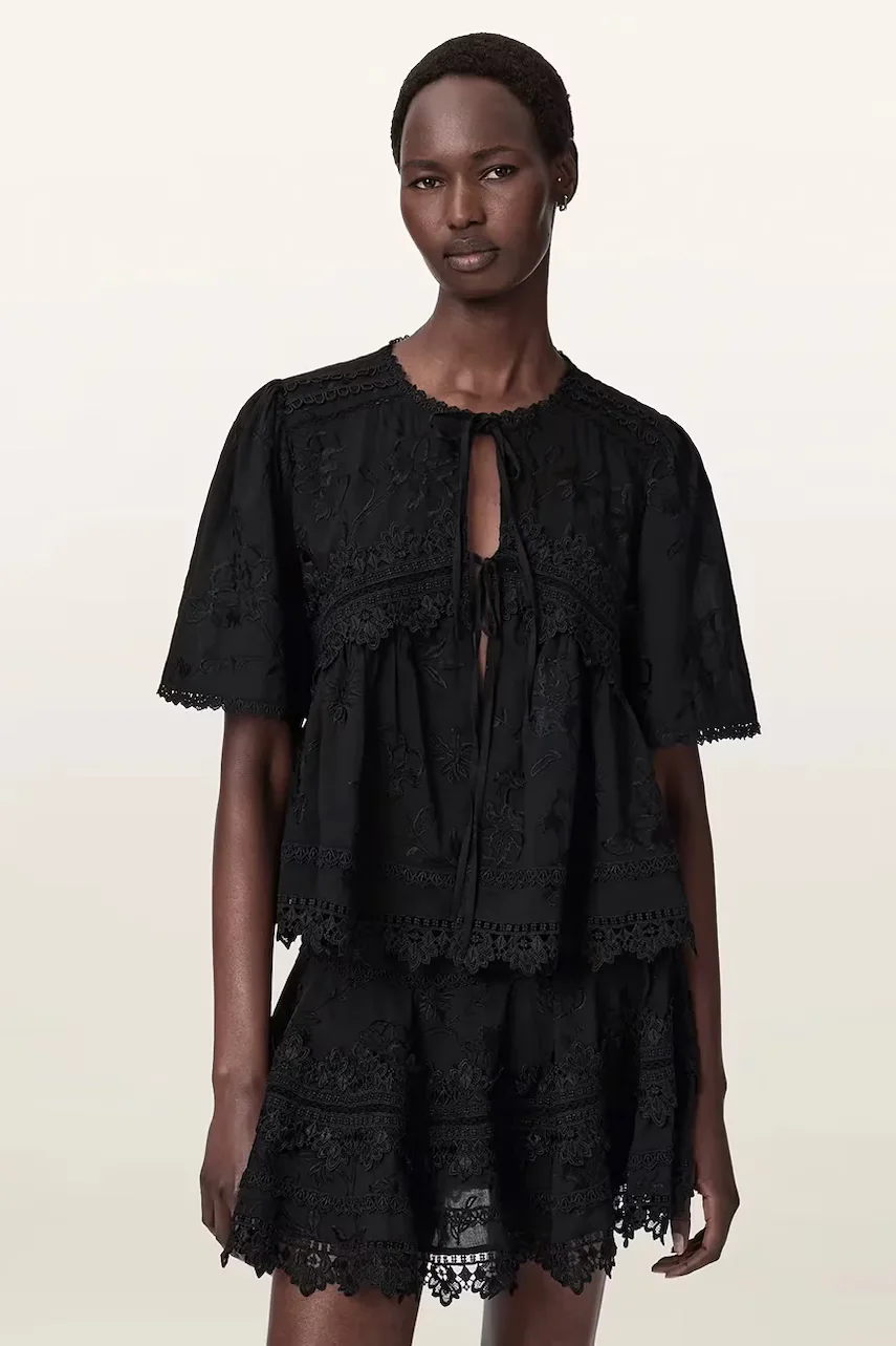 AllSaints bluză pentru femei din bumbac LILLITH