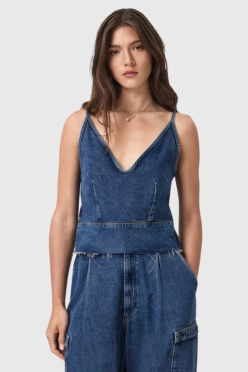 AllSaints bluză subțire de blugi LILAH
