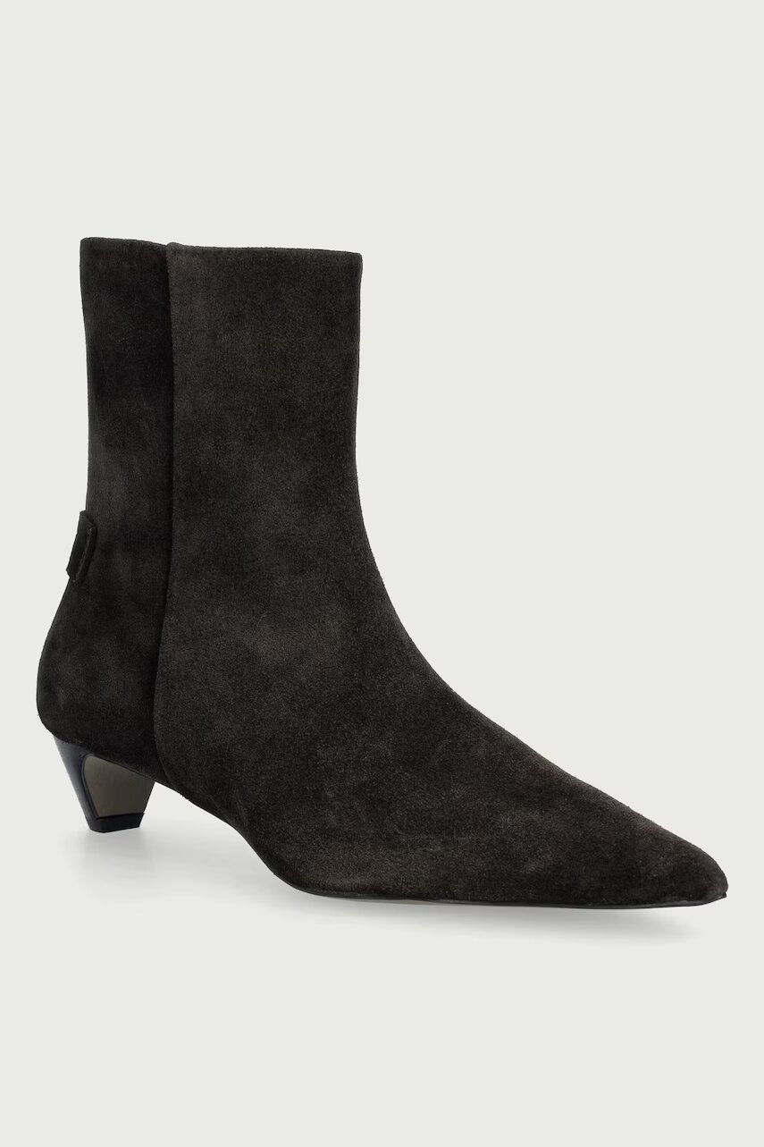 AllSaints botine cu toc jos pentru femei din piele întoarsă Piper Suede Boot