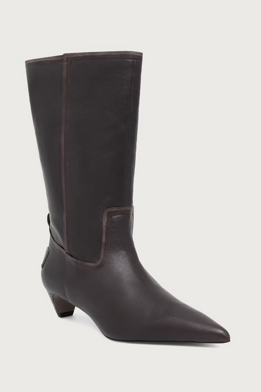 AllSaints cizme cu toc jos pentru femei din piele Veda Boot