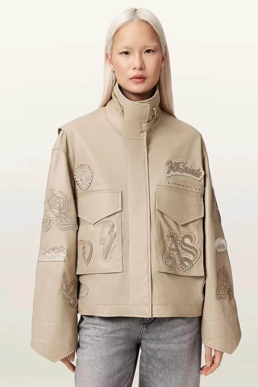 AllSaints geacă de piele pentru femei din piele CLAY